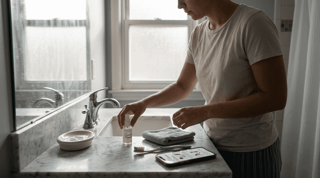 Person gathering adult toy cleaning supplies