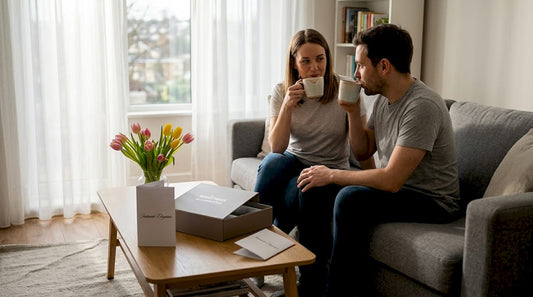 Couple relaxing with wellness accessories at home