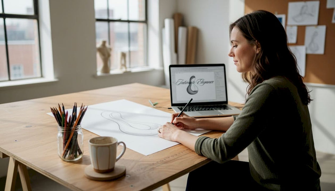 Designer sketching elegant product in sunlit studio