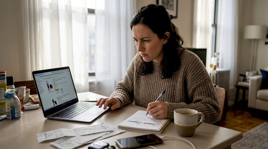 Woman discreetly researching adult products online