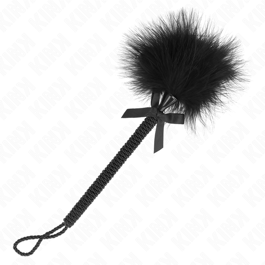 KINK - Nylonseilstab mit Kitzelfedern und schwarzer Schleife, 25 cm