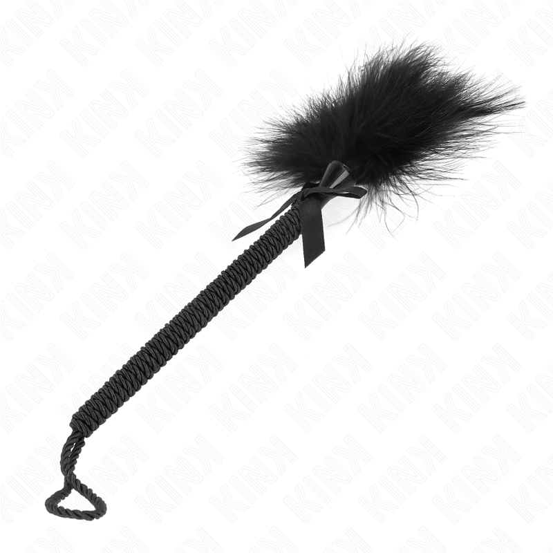 KINK - Nylonseilstab mit Kitzelfedern und schwarzer Schleife, 25 cm