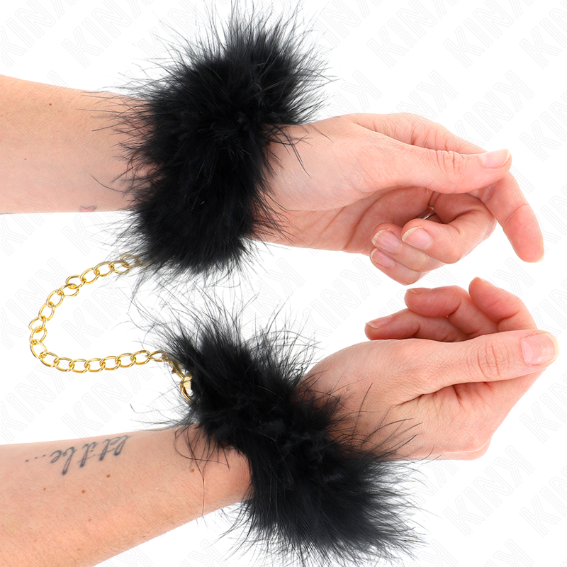 KINK - KAJDANKI Z PIÓR Z ŁAŃCUCHEM ZŁOTYM MODEL 0