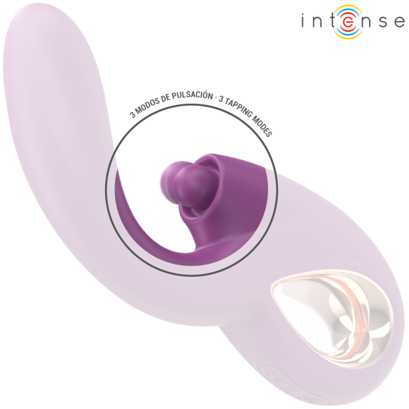 Purple multifunctional G-spot vibrator with curved tip and textured tapping head.