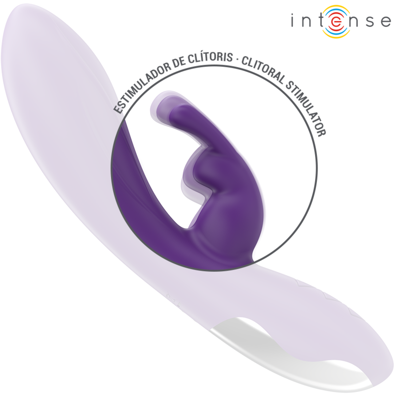 Purple rabbit vibrator with curved shaft and clitoral stimulator, smooth silicone finish.