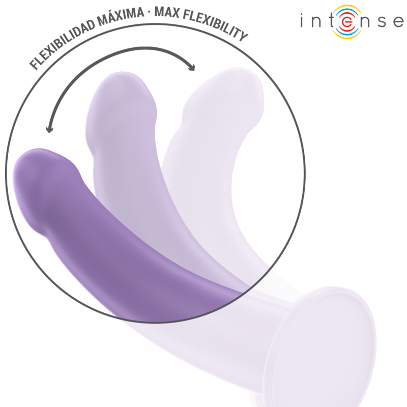 Purple curved vibrator with smooth matte finish and flexible shaft illustration.