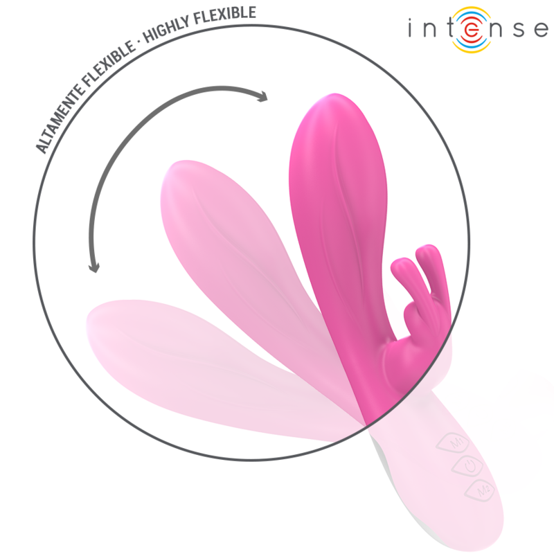 Pink rabbit vibrator with flexible shaft and dual stimulation ears, 10 vibration modes.