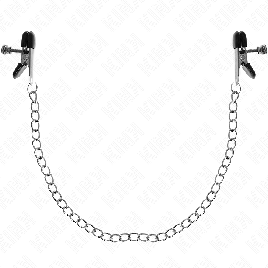 KINK - PŁASKIE ZACISKI NA SUTKI ŁAŃCUCHOWE SREBRNE 34 CM