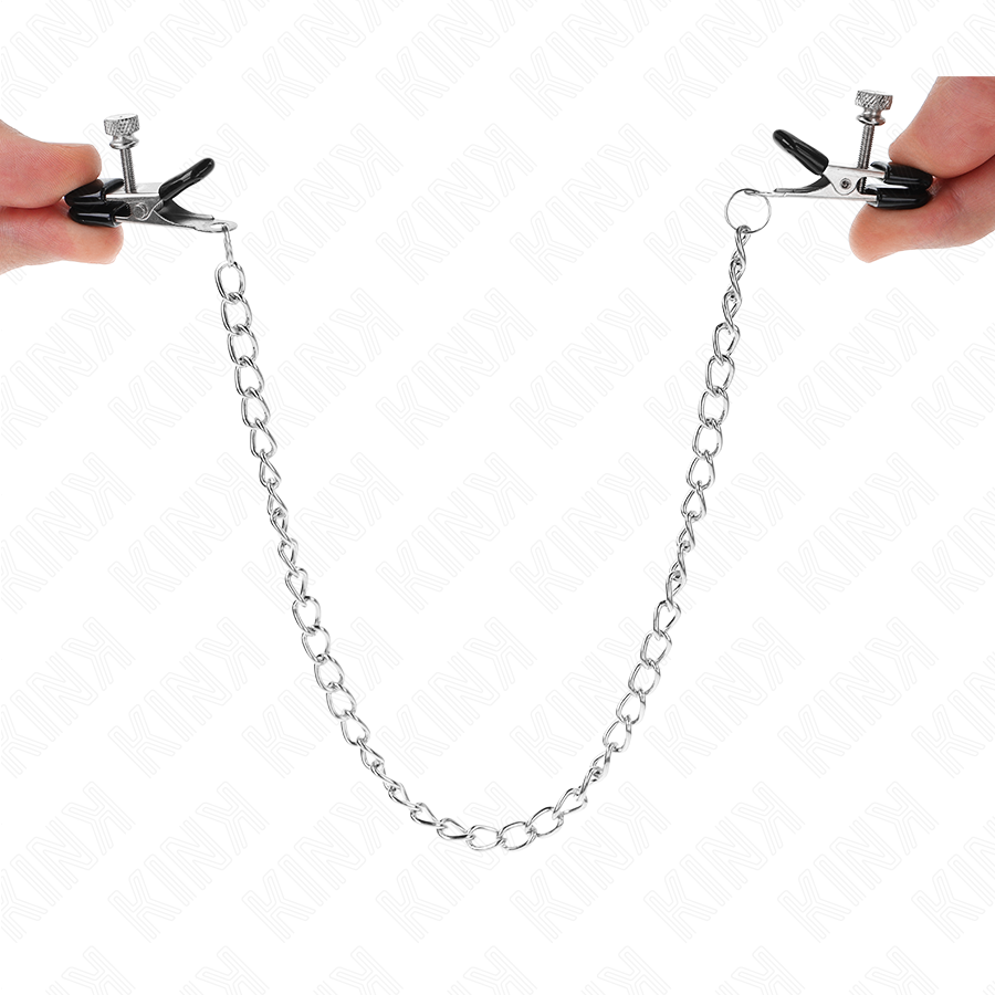 KINK - PŁASKIE ZACISKI NA SUTKI ŁAŃCUCHOWE SREBRNE 34 CM