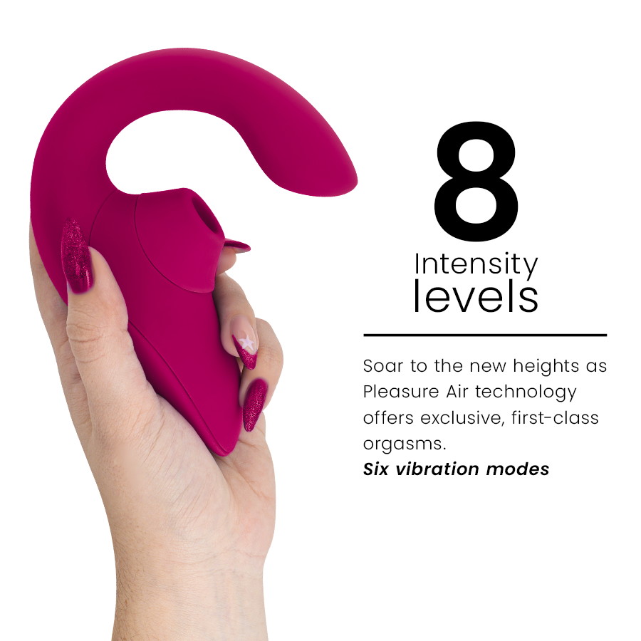 Vibrant pink rabbit vibrator stimulator with curved design and dual stimulation features.